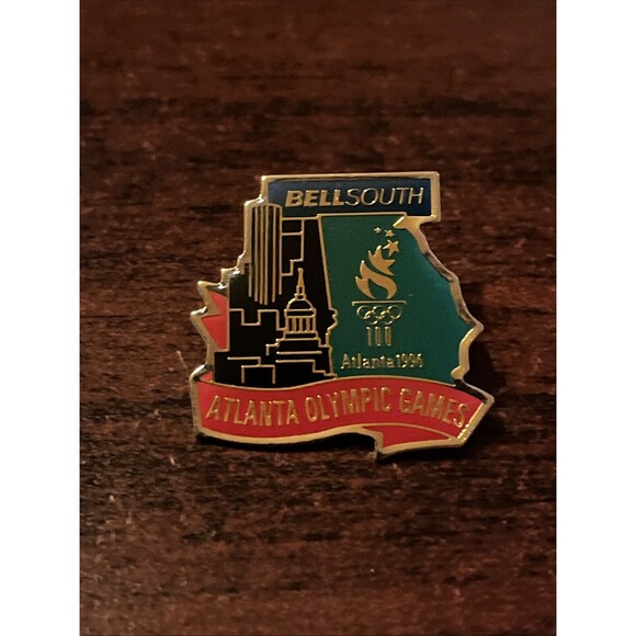 1996 Atlanta Olympic Games BellSouth Phone Company Lapel Hat Pin - Picture 1 of 3